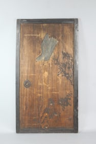 Japanese Door Panel with Bird & Deer Painting