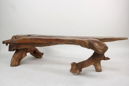 Live Edge Burl Root Bench