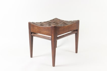 Arthur W Simpson Arts & Crafts Oak & Leather Stool