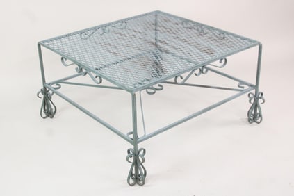 Teal Wrought Iron Outdoor Patio Coffee Table