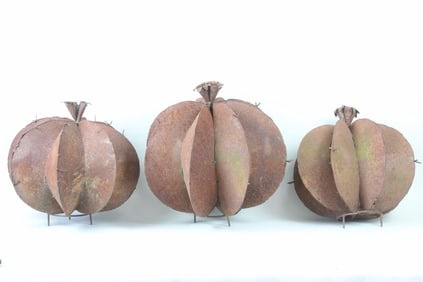 Rusty Metal Brutalist Flower Garden Sculptures