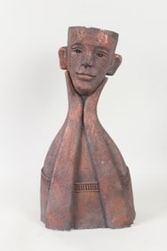 Mid Century Modern Pottery Bust Head Planter Sculpture