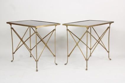 Pair of French Brass & Granite Directoire Tables