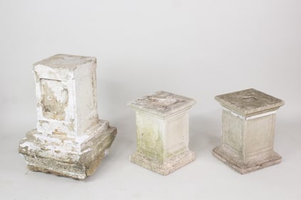 Lot of 3 Cast Stone Concrete Pedestals