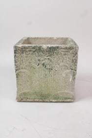 Cast Stone Concrete Square Cube Planter, Art Deco Design