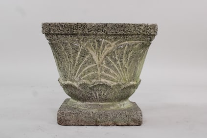 Cast Stone Concrete Square Planter, Seashell Design