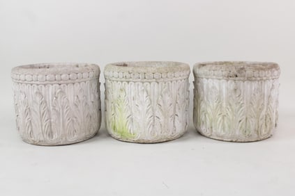 Lot of 3 Neoclassical Cast Stone Concrete Garden Planters