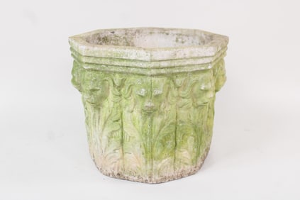 Cast Stone Concrete Lions Head Garden Planter, Nina Studio