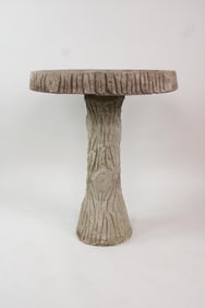Cast Stone Concrete Faux Bois Wood Birdbath