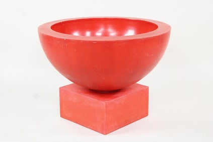 Large Red Acrylic Garden Planter on Pedestal