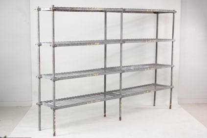 Industrial Large 8ft Long Double Shelf, Slatted & Rivets