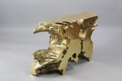 Contemporary Gold Faux Bois Freeform Root Console Table