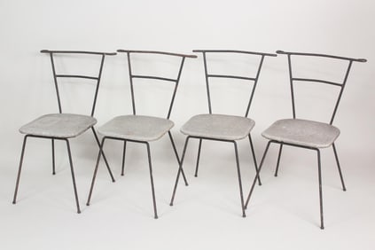 Set of 4 Mid-Century Modern Wrought Iron Outdoor Garden Chairs