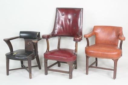 Group of 3 Leather Smoking Chairs