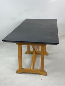 Oak & Slate Farm Table, Manner of Philippe Hurel