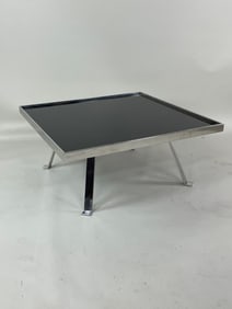 Italian Modernist Black Glass Cocktail Table