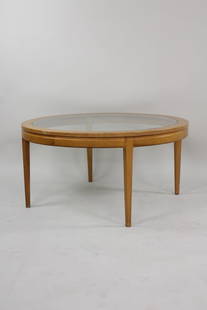 Mid Century Modern Wilhelm Knoll Wood and Glass Coffee Table: Mid Century Modern Wilhelm Knoll Wood and Glass Coffee Table. No manufacturers mark, simple enough it could go with most styles. Believe to be Cherry wood. Dimensions are 20 in h x 39 in w x 39 in