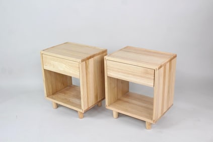 Pair of Blonde Wood Nightstands by Thuma