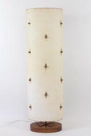 Mid Century Modern Cylindrical Lamp with Brass Diamonds