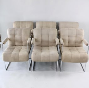 Set of 6 Milo Baughman for Thayer Coggin Armchairs, Cubist