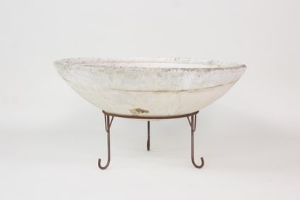Willy Guhl Saucer Planter on Iron Stand