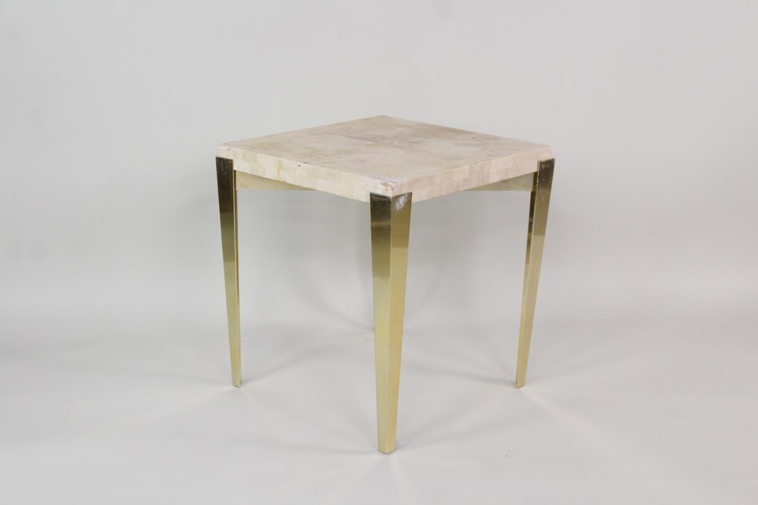 Hollywood Regency Brass & Shagreen Side Table by Karl Springer (1 of 12)