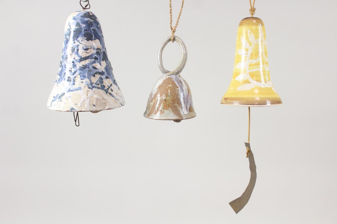 Lot of 3 Studio Pottery Ceramic Wind Chime Bells (1 of 9)