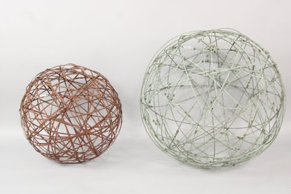 Pair of Large Spherical Wire Garden Sculptures by Brad Oliver