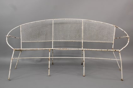 Mid Century Modern Curved Mesh Salterini Radar Style Bench