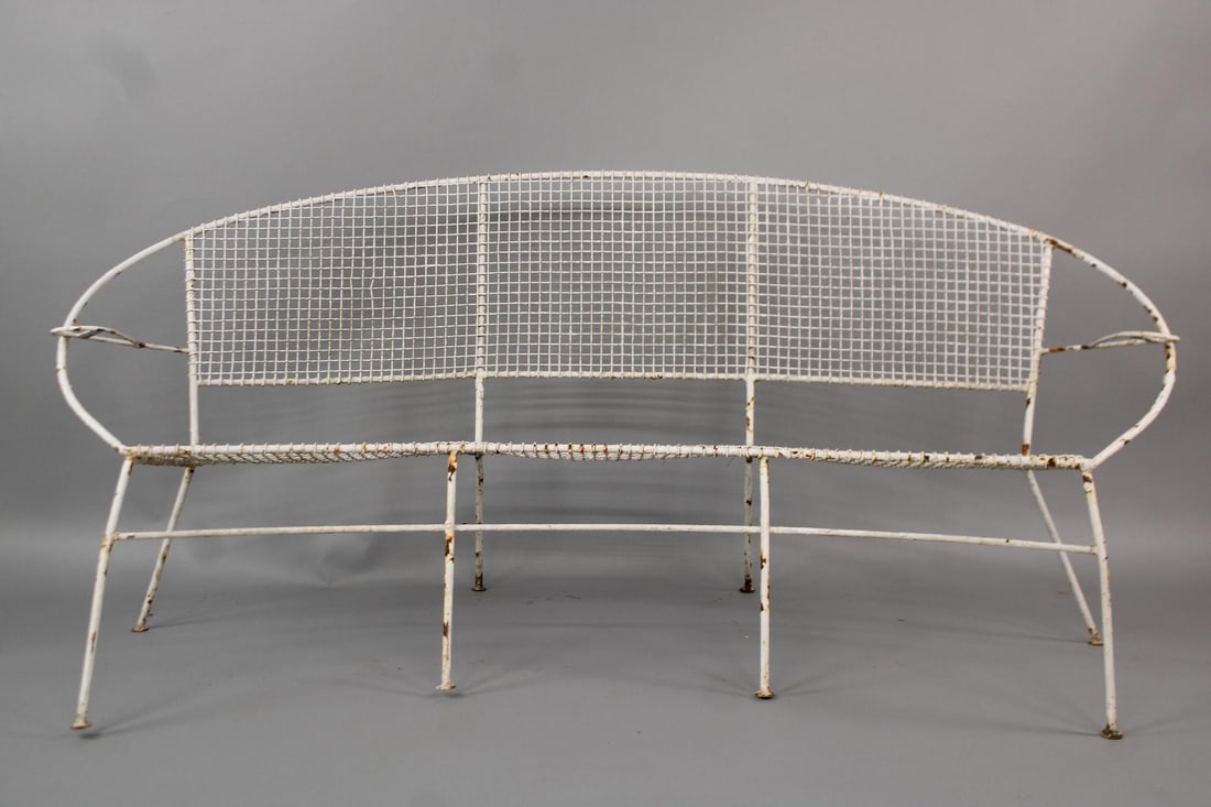 Mid Century Modern Curved Mesh Salterini Radar Style Bench (1 of 19)