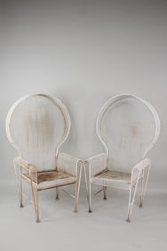 Pair of High Back Canopy Outdoor Chairs, Russel Woodard