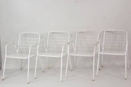 Set of 4 Mid-Century Modern Stacking Metal Outdoor Chairs