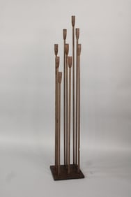 Modernist Rusty Iron Candle Holder, Bertoia Style