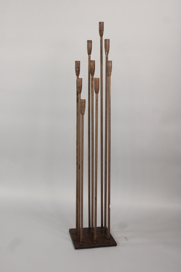 Modernist Rusty Iron Candle Holder, Bertoia Style (1 of 9)