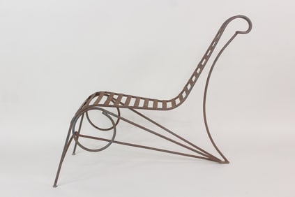 Postmodern Andre Dubreuil Style Metal Spine Chairs