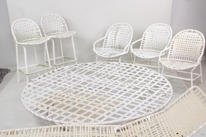 Lot of 9 Pieces Brown Jordan White Outdoor Furniture