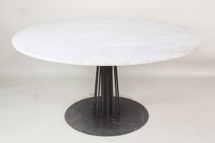 Iron Spindle Base Marble Top Dining Table, 2 of 2