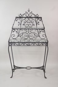 Salterini Wrought Iron & Glass Outdoor Plant Potting Shelf