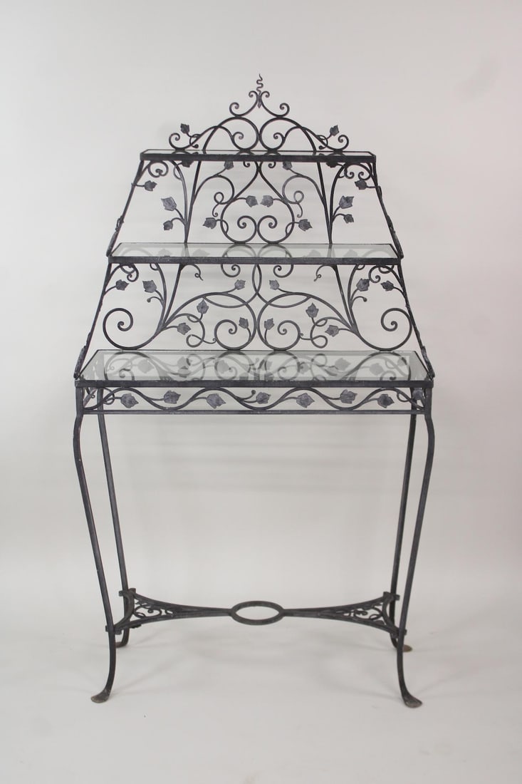 Salterini Wrought Iron & Glass Outdoor Plant Potting Shelf (1 of 10)