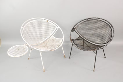 Pair of Maurizio Tempestini for Salterini "Radar" Chairs, Black & White