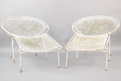 Pair of Maurizio Tempestini for Salterini "Radar" Lounge Chairs with Ottomans