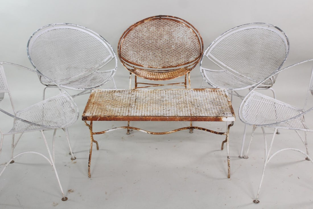 Set of 5 Radar Hoop Chairs & Coffee Table, Maurizio Tempestini for Salterini (1 of 9)