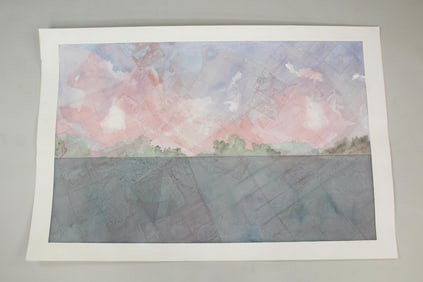 Long Pond Watercolor Landscape Painting, Madge S. Willner