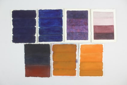 Group of 7 Clark Murray Gradient Paintings; Blue, Purple & Orange
