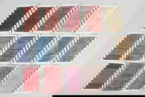 Group of 16 Clark Murray Gradient Paintings; Red, Blue & Brown: Lot of 16 Clark Murray Minimalist Gradient Paintings;Red, Blue & Brown. Groupofwatercolor study paintings, on 6 x 4paper, all with 4 bands of color. Unsigned.This lot is inreds, blues and browns. Dime