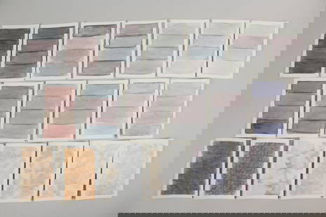 Group of 20 Clark Murray Gradient Paintings; Layered: Lot of 20 Clark Murray Gradient Minimalist Paintings; Layered.Groupof watercolor study paintings on 4x6 inch paper, all with 4 bands of color. Manysigned on the back Clark anddated 2000.This lot is in