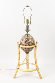 Maitland Smith Bamboo Orb Lamp in Bamboo Stand