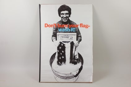 1970s Washboard Ad Poster "Don't Burn Your Flag America Wash It"