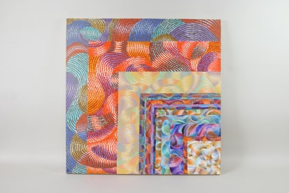 Cecily Hangen Postmodern Abstract Painting "Fourteen Diamonds"