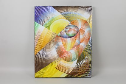 Cecily Hangen Postmodern Abstract Painting "Nesting Forms"